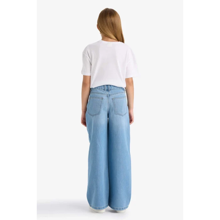 Defacto E5881A8NM39 Mavi Kız Çocuk Wide Leg Geniş Paça Jean Pantolon