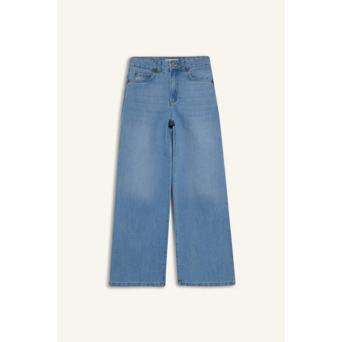 Defacto E5881A8NM39 Mavi Kız Çocuk Wide Leg Geniş Paça Jean Pantolon