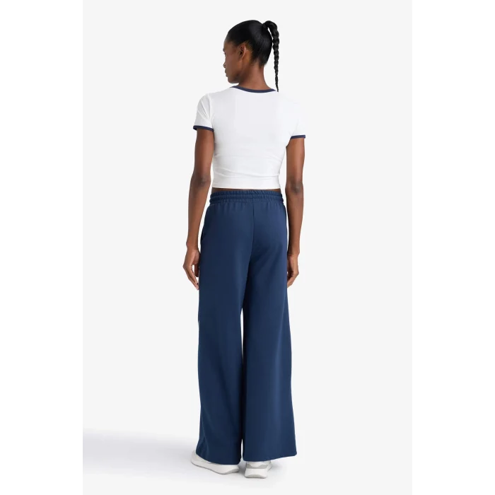 Defacto E7719AXNV238 Lacivert DeFactoFit Wide Leg Geniş Paça Şeritli Standart Boy Sporcu Pantolon