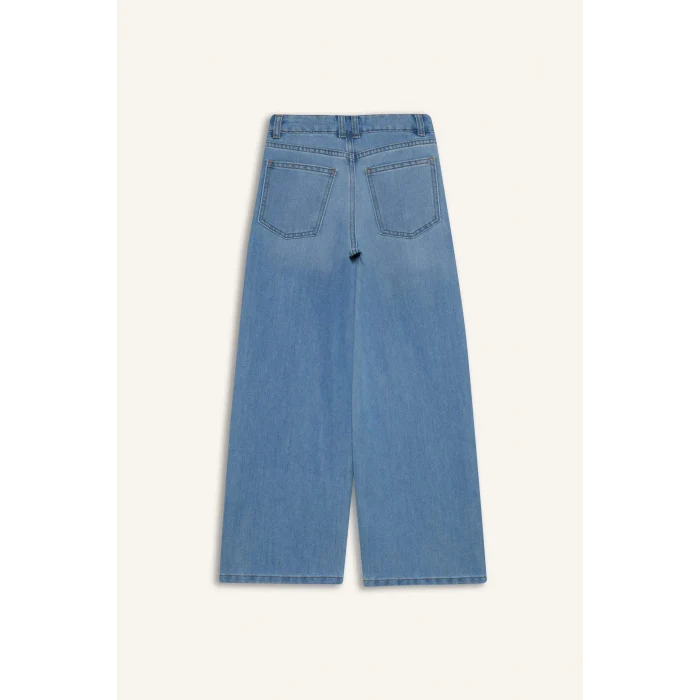Defacto E5881A8NM39 Mavi Kız Çocuk Wide Leg Geniş Paça Jean Pantolon