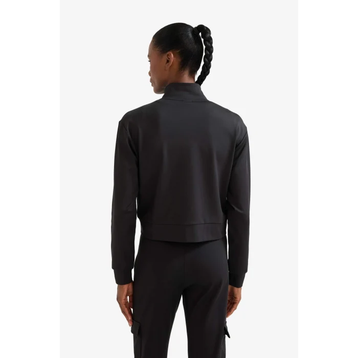 Defacto E8981AXBK81 Siyah DeFactoFit Standart Fit Dik Yaka Esnek Kumaş İçi Yumuşak Tüylü Fermuarlı Sweatshirt