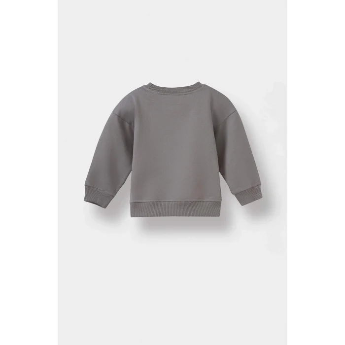 Defacto E8994A5GR454 Gri Erkek Bebek 2li Takım Baskılı Sweatshirt Eşofman Altı