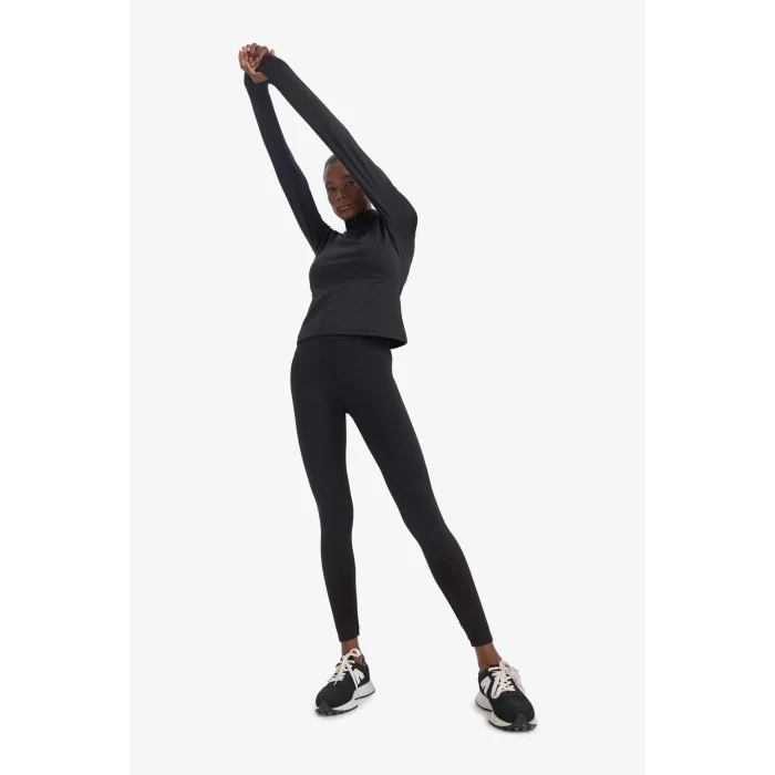 Defacto B0811AXBK81 Siyah DeFactoFit Standart Fit Dik Yaka Fermuarlı İçi Yumuşak Tüylü Sporcu Uzun Kollu Tişört