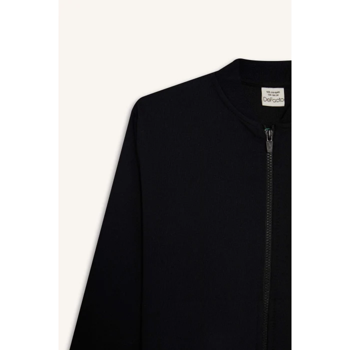 Defacto F4549A8BK81 Siyah Erkek Çocuk Kolej Yaka Fermuarlı Bomber Ceket