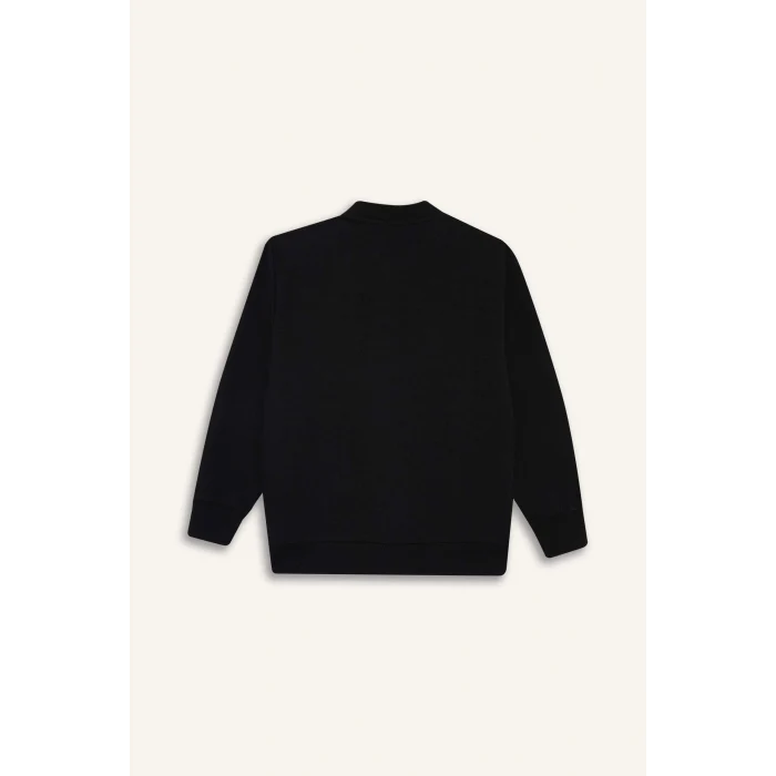 Defacto F4549A8BK81 Siyah Erkek Çocuk Kolej Yaka Fermuarlı Bomber Ceket