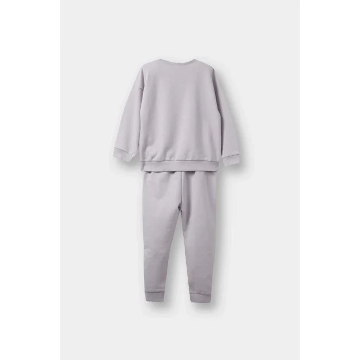 Defacto E8358A5PN688 Pembe Kız Bebek 2li Takım Basic Düz Sweatshirt Eşofman Altı