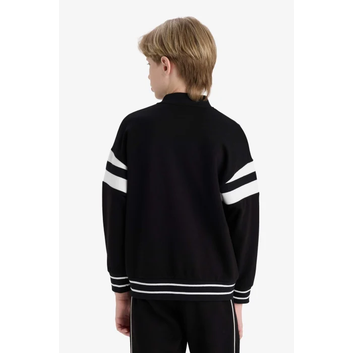 Defacto F2712A8BK81 Siyah Erkek Çocuk Okul Kolej Yaka Baskılı Bomber Ceket