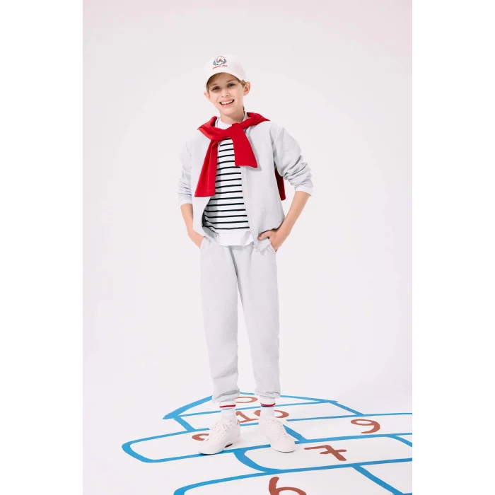 Defacto K8846A6GR400 Gri Erkek Çocuk Beli Lastikli Okul Jogger Eşofman Altı