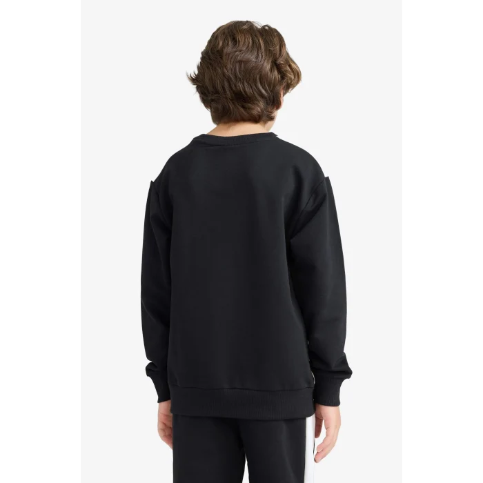 Defacto F1965A8BK81 Siyah Erkek Çocuk Bisiklet Yaka Baskılı Sweatshirt
