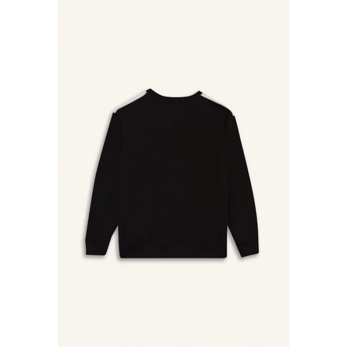 Defacto F1965A8BK81 Siyah Erkek Çocuk Bisiklet Yaka Baskılı Sweatshirt