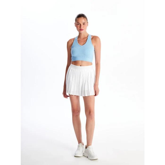 XSIDE ACTIVE Beyaz Kadın Beli Lastikli Düz Şort Etek