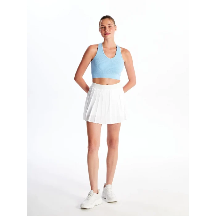 XSIDE ACTIVE Beyaz Kadın Beli Lastikli Düz Şort Etek