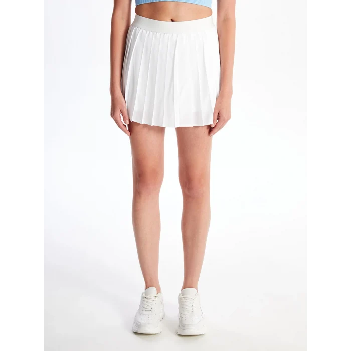 XSIDE ACTIVE Beyaz Kadın Beli Lastikli Düz Şort Etek