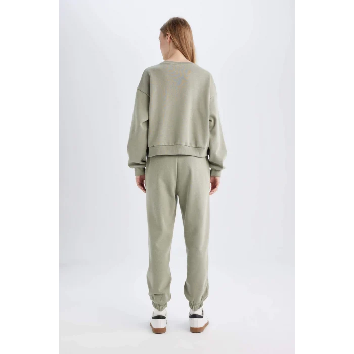 Defacto D8022 Haki Regular Fit Normal Kalıp Basic Düz İçi Kalın Polarlı Eşofman Takımı