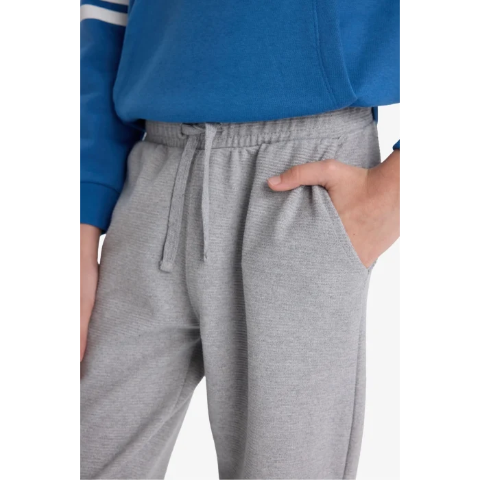 Defacto D3565A8BE389 Mavi Erkek Çocuk 2li Takım Baskılı Kapüşonlu Sweatshirt Eşofman Altı