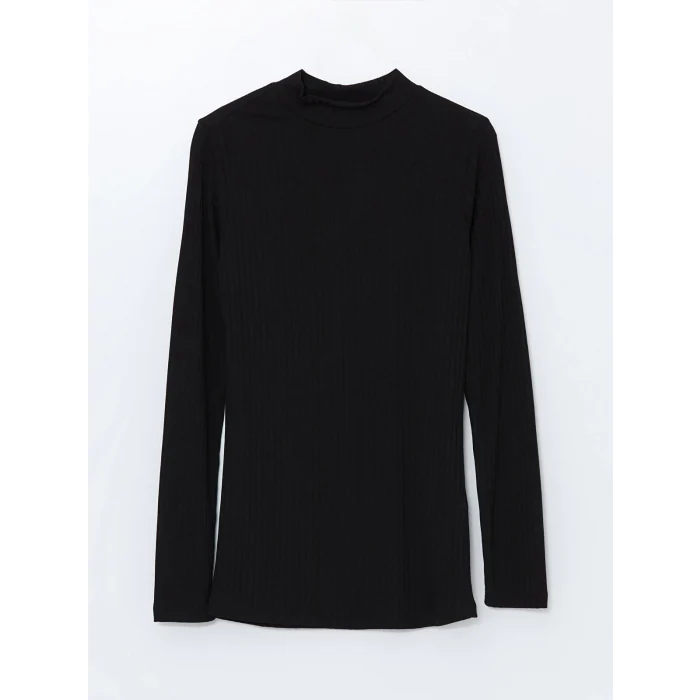 LCW Modest Siyah Dik Yaka Düz Uzun Kollu Kadın Body