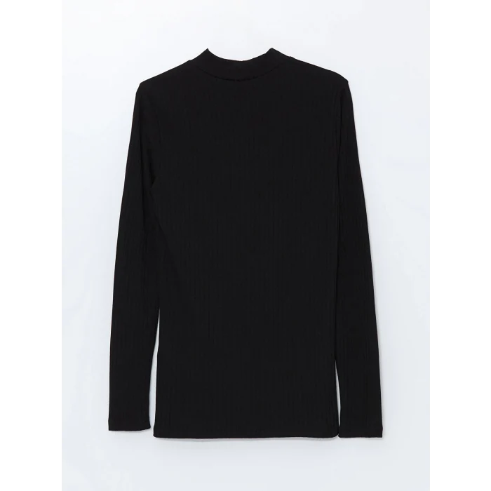 LCW Modest Siyah Dik Yaka Düz Uzun Kollu Kadın Body