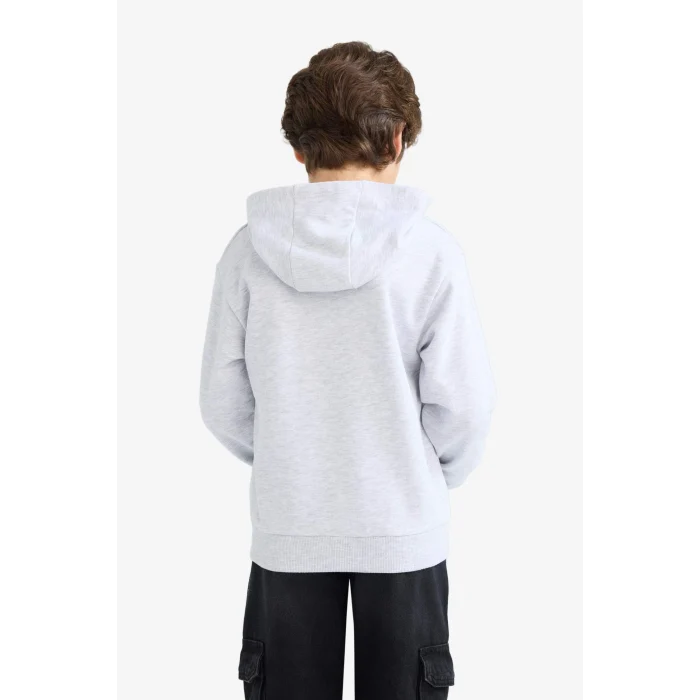Defacto F2846A8GR400 Gri Erkek Çocuk Kapüşonlu Baskılı Sweatshirt