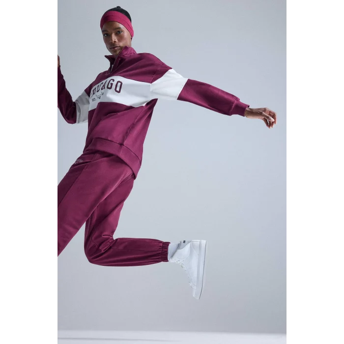 Defacto E8946AXBR170 Bordo DeFactoFit NBA Chicago Bulls Oversize Geniş Kalıp Yarım Fermuarlı Sporcu Sweatshirt