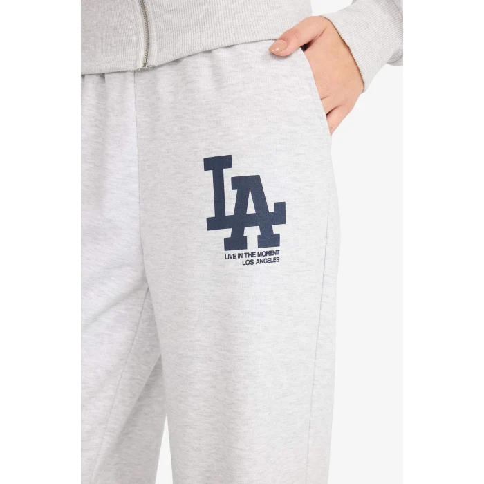 Defacto F8912AXGR210 Gri Coool Wide Leg Geniş Paça Beli Lastikli Baskılı Eşofman Altı