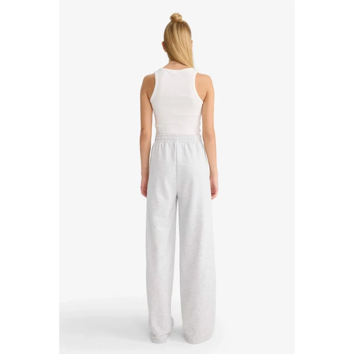 Defacto F8912AXGR210 Gri Coool Wide Leg Geniş Paça Beli Lastikli Baskılı Eşofman Altı