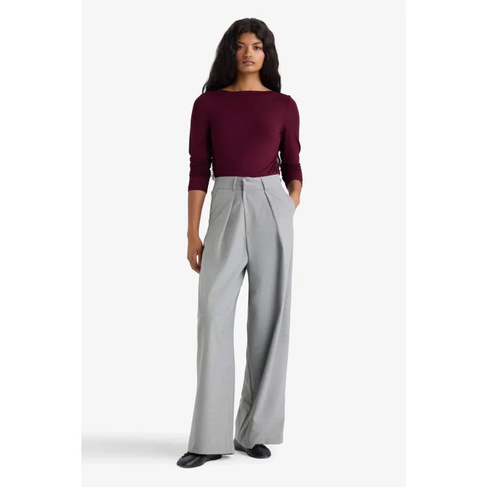 Defacto F9029AXBR210 Bordo Slim Fit Dar Kesim Kayık Yaka Uzun Kollu Tişört