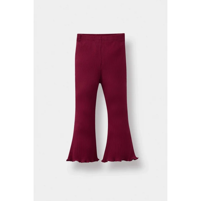 Defacto F3772A5BR285 Bordo Kız Bebek 2li Takım Okul Büyük Yaka Çizgili Uzun Kollu Tişört İspanyol Paça Tayt