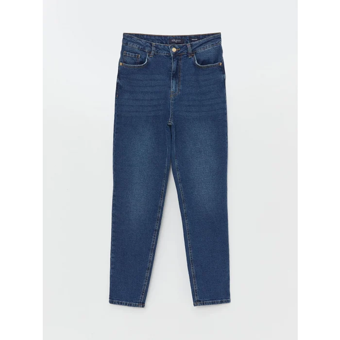 LCW Jeans Indigo Yüksek Bel Slim Mom Kadın Jean Pantolon