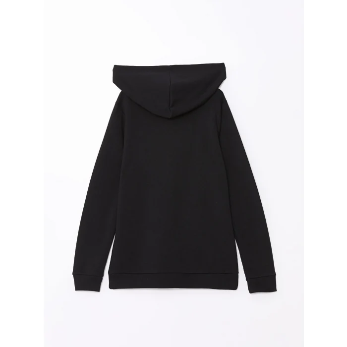 LCWAIKIKI Basic Siyah Kapüşonlu Kadın Kalın Fermuarlı Sweatshirt