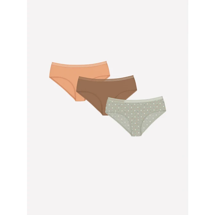 LCW DREAM Yeşil Desenli Hipster Külot 3lü