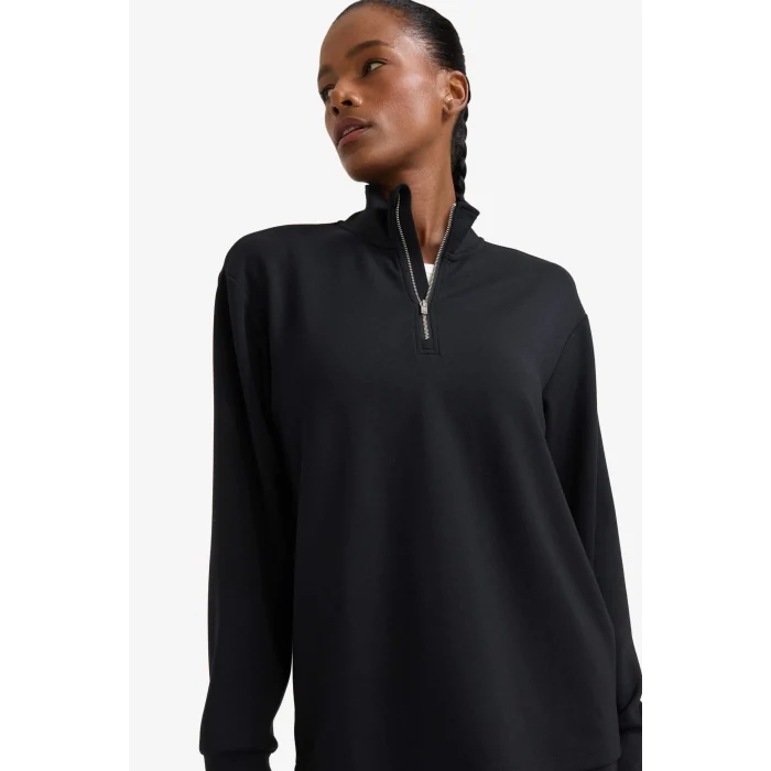 Defacto D7126AXBK81 Siyah DeFactoFit Oversize Geniş Kalıp Yarım Fermuarlı Dik Yaka Modal Sweatshirt