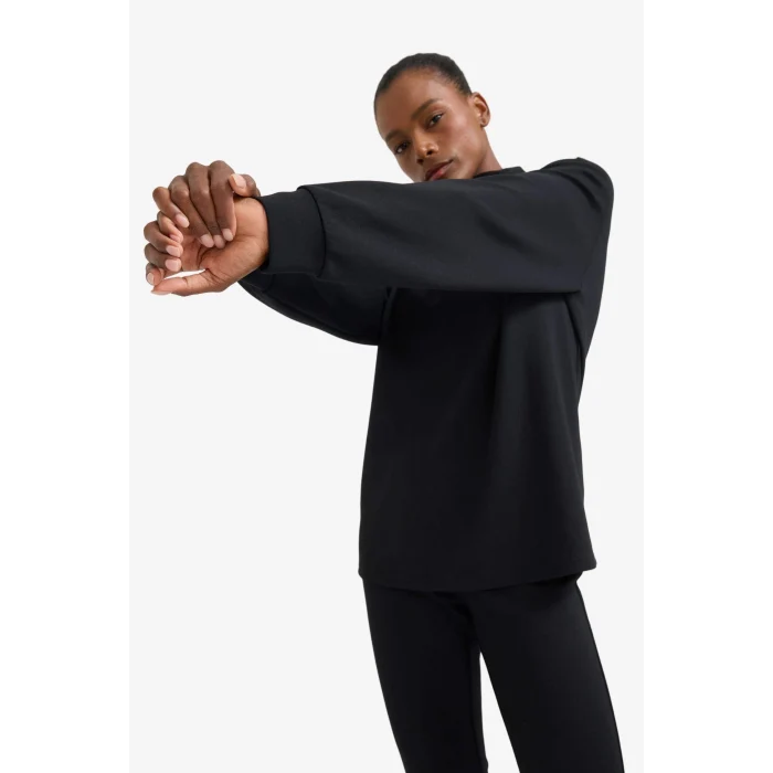 Defacto D7126AXBK81 Siyah DeFactoFit Oversize Geniş Kalıp Yarım Fermuarlı Dik Yaka Modal Sweatshirt