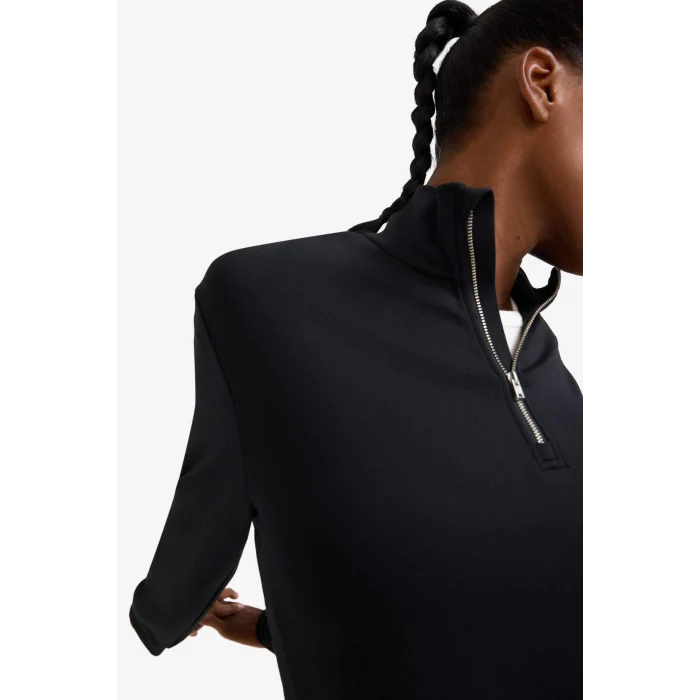 Defacto D7126AXBK81 Siyah DeFactoFit Oversize Geniş Kalıp Yarım Fermuarlı Dik Yaka Modal Sweatshirt