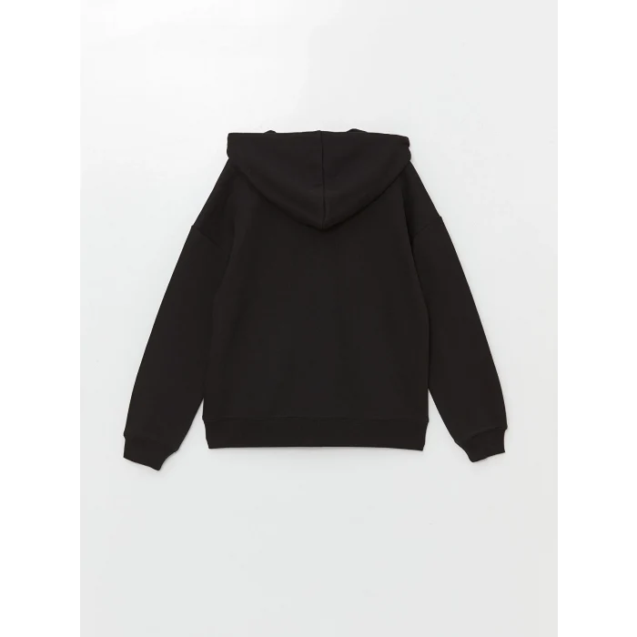 LCW Vision Siyah Kapüşonlu Oversize Kadın Kalın Fermuarlı Sweatshirt