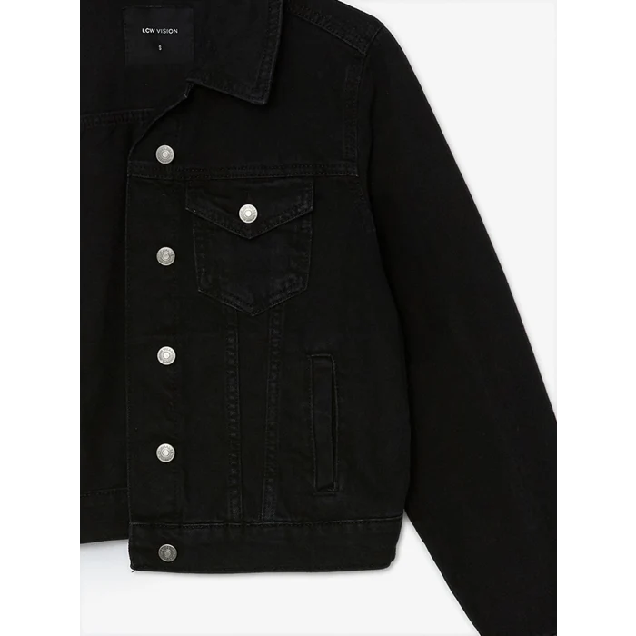 LCW Vision Siyah Gömlek Yaka Kadın Jean Ceket