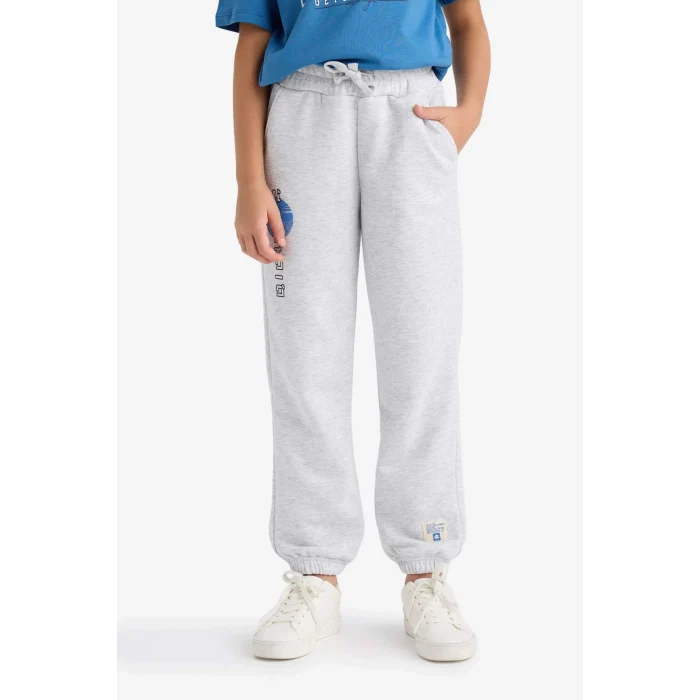 Defacto E6929A8GR400 Gri Kız Çocuk Beli Lastikli Baskılı Jogger Eşofman Altı