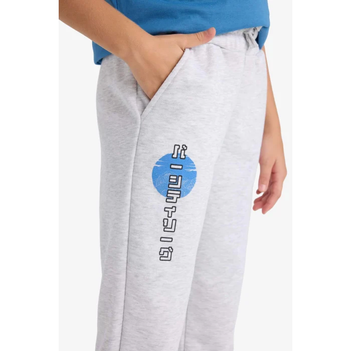 Defacto E6929A8GR400 Gri Kız Çocuk Beli Lastikli Baskılı Jogger Eşofman Altı