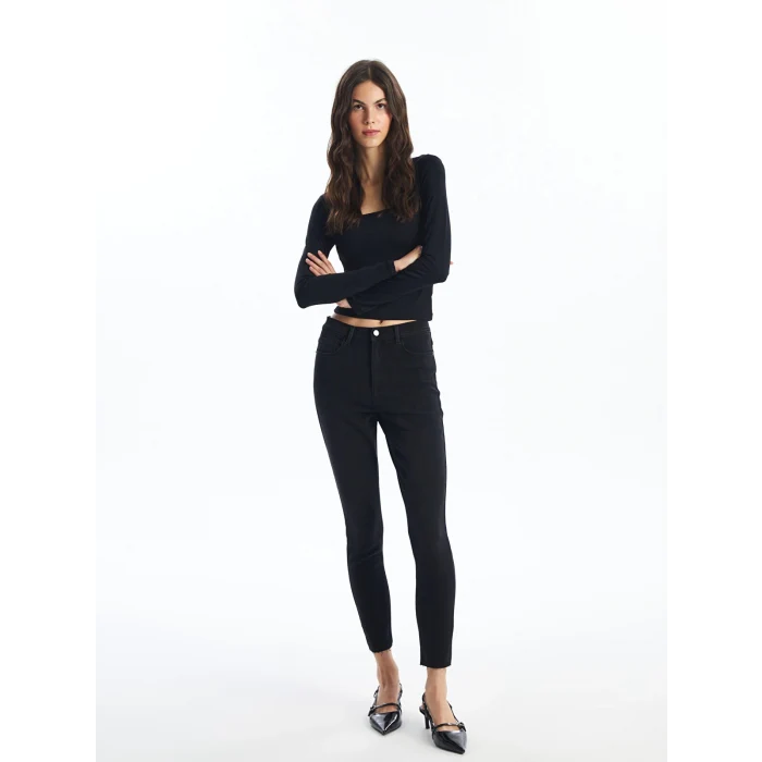 LCW Jeans Siyah Jüpiter Süper Skinny Fit Kadın Jean Pantolon