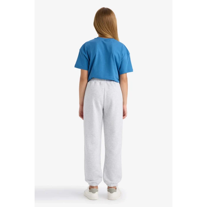 Defacto E6929A8GR400 Gri Kız Çocuk Beli Lastikli Baskılı Jogger Eşofman Altı