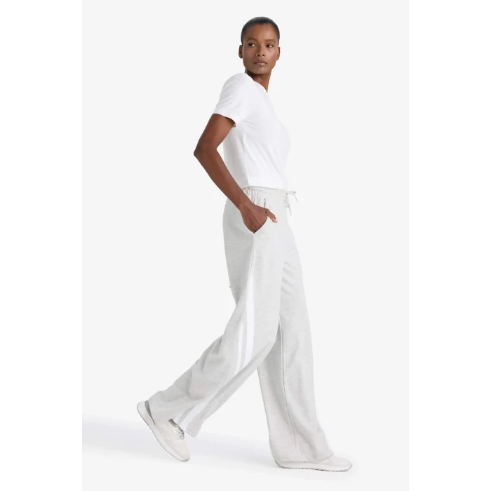 Defacto E7719AXGR93 Gri DeFactoFit Wide Leg Geniş Paça Şeritli Standart Boy Sporcu Pantolon