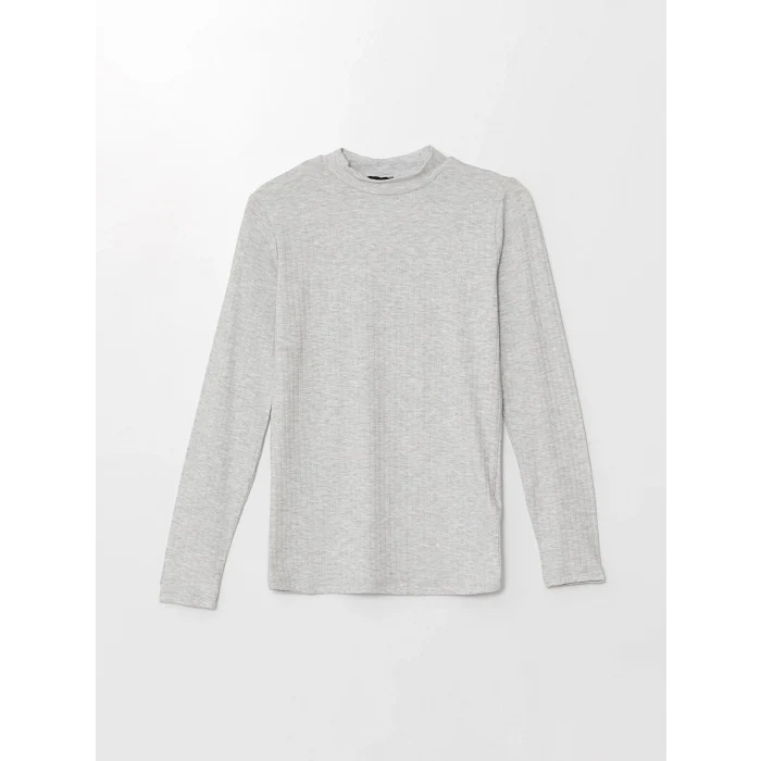 LCW Modest Gri Dik Yaka Düz Uzun Kollu Kadın Body