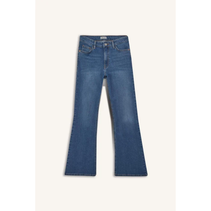 Defacto E9166AXNM28 Mavi Mia Flare Fit Normal Bel İspanyol Paça Uzun Jean Pantolon