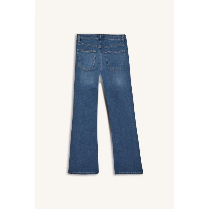 Defacto E9166AXNM28 Mavi Mia Flare Fit Normal Bel İspanyol Paça Uzun Jean Pantolon
