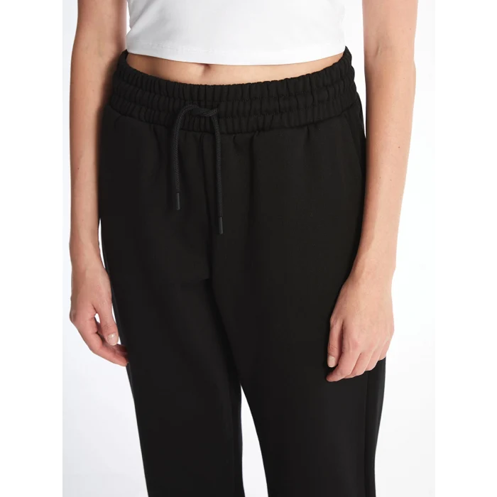 XSIDE Siyah Kadın Beli Lastikli Düz Jogger Eşofman Altı