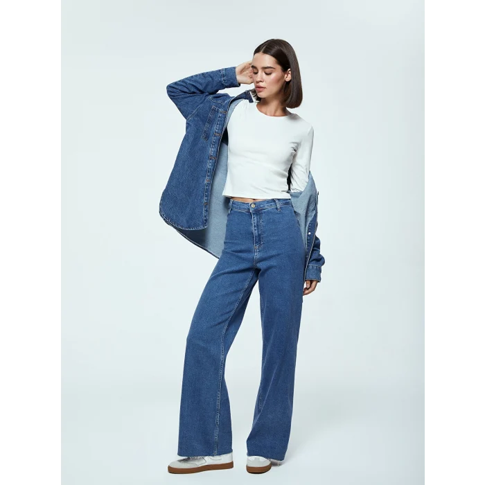 LCW Jeans Indigo Wideleg Kadın Jean Pantolon