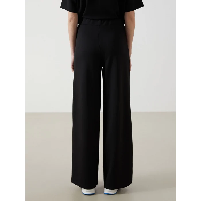 XSIDE Siyah Beli Lastikli Düz Geniş Paça Kadın Eşofman Altı