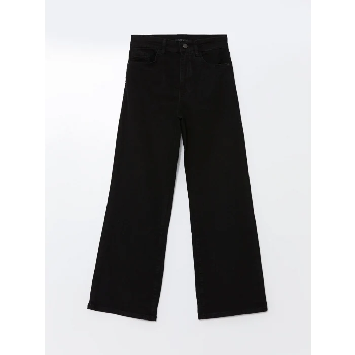 LCW Jeans Siyah Wideleg Kadın Jean Pantolon