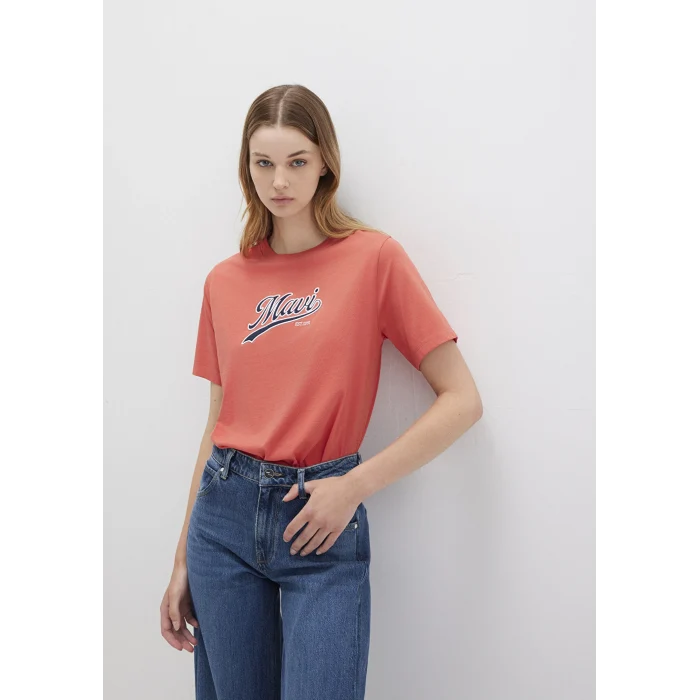 Mavi 1613565-71076 Mavi Logo Baskılı Turuncu Tişört