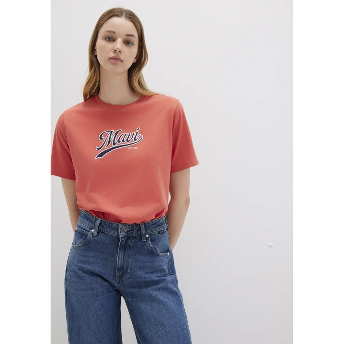 Mavi 1613565-71076 Mavi Logo Baskılı Turuncu Tişört