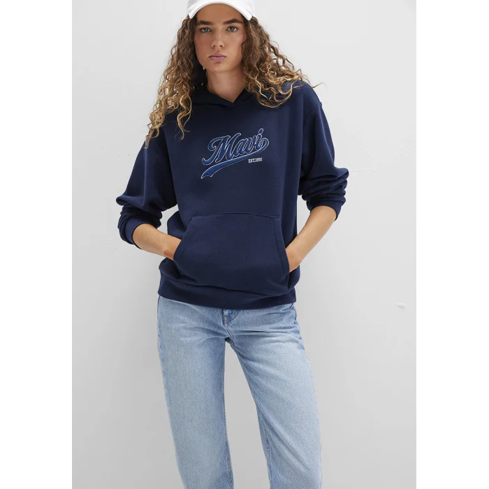 Mavi 1S10420-82318 Mavi Logo Baskılı Kapüşonlu Lacivert Sweatshirt